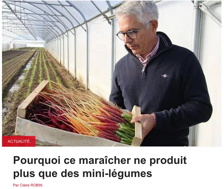 Éric Roy, maraîcher à Saint-Genouph, cultive avec passion des mini-légumes locaux, respectueux de la nature et des saisons.